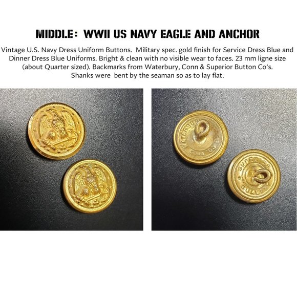 Antique & Vintage Gold-Toned Buttons, 2 Pairs - Picture 4 of 5
